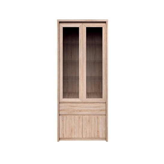 Vitrines szekrény, DTD laminált, tölgy sonoma, NORTY TYP 3 raktárról