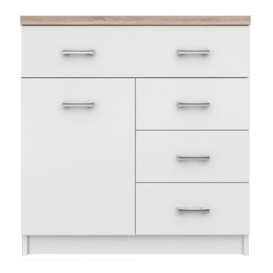 Komód 1D4S, fehér/tölgy sonoma, TOPTY TYP 12 raktárról