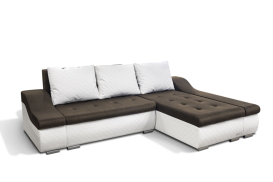 Design2 sarokkanapé s28 sötétbarna-fehér bőr