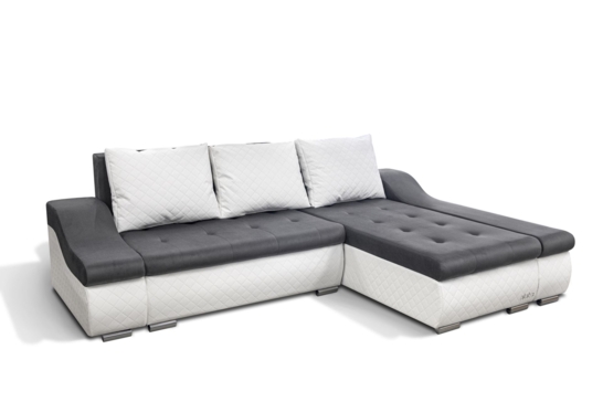 Design2 sarokkanapé s96 szürke-fehér bőr