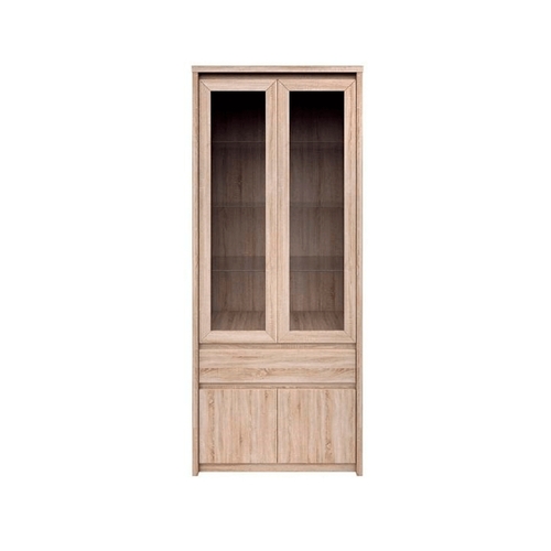 Vitrines szekrény, DTD laminált, tölgy sonoma, NORTY TYP 3 raktárról