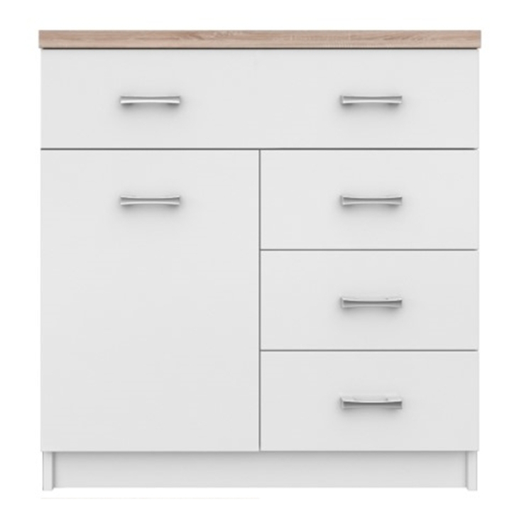Komód 1D4S, fehér/tölgy sonoma, TOPTY TYP 12 raktárról