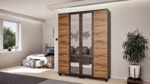 Avalon Gardrób 160 cm Sötét Kávé-Barok Tölgy-Sötét Kávé