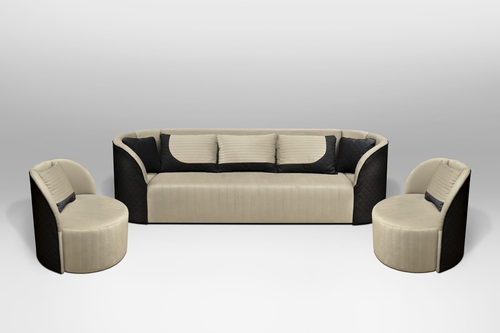 Design1 ülőgarnitúra S12-Fekete bőr