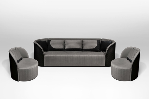 Design1 ülőgarnitúra S96-Fekete bőr