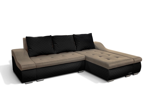 Design2 sarokkanapé s16-fekete bőr