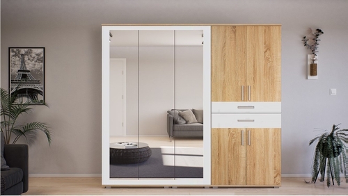 GIB Salon 6. 200 cm Sonoma-Magasfényű Fehér