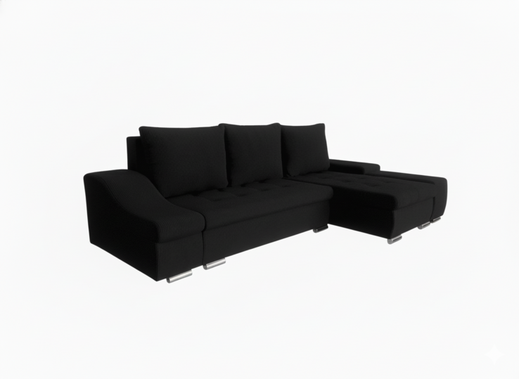 Róma Kord Sarokkanapé Fekete