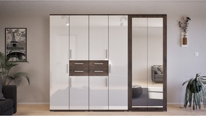 GIB Salon 11. 240 cm Iszap Tölgy-Magasfényű Fehér