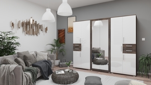 GIB Salon 8. 240 cm Iszap Tölgy-Magasfényű Fehér