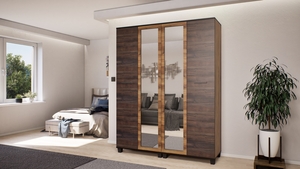 Avalon Gardrób 160 cm Barok Tölgy-Sötét Kávé-Barok Tölgy