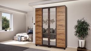 Avalon Gardrób 160 cm Sötét Kávé-Barok Tölgy-Sötét Kávé