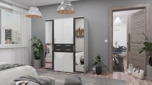 GIB Salon 2. 160 cm Matt Sötét Szürke-Magasfényű Fehér