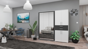 GIB Salon 6. 200 cm Matt Sötét Szürke-Magasfényű Fehér