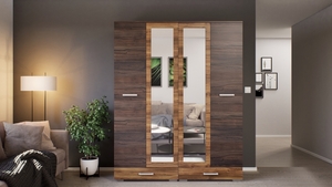 Kolin V-4 Gardrób 140 cm Korpusz Sötét Kávé Front Sötét Kávé-Barok Tölgy