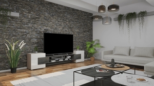 Logens 01 Tv állvány 248 cm Sonoma-Magasfényű Fehér