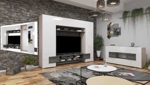 Logens 06 270 cm Sonoma-Magasfényű Fehér 160 cm-es Tv-s hátlappal